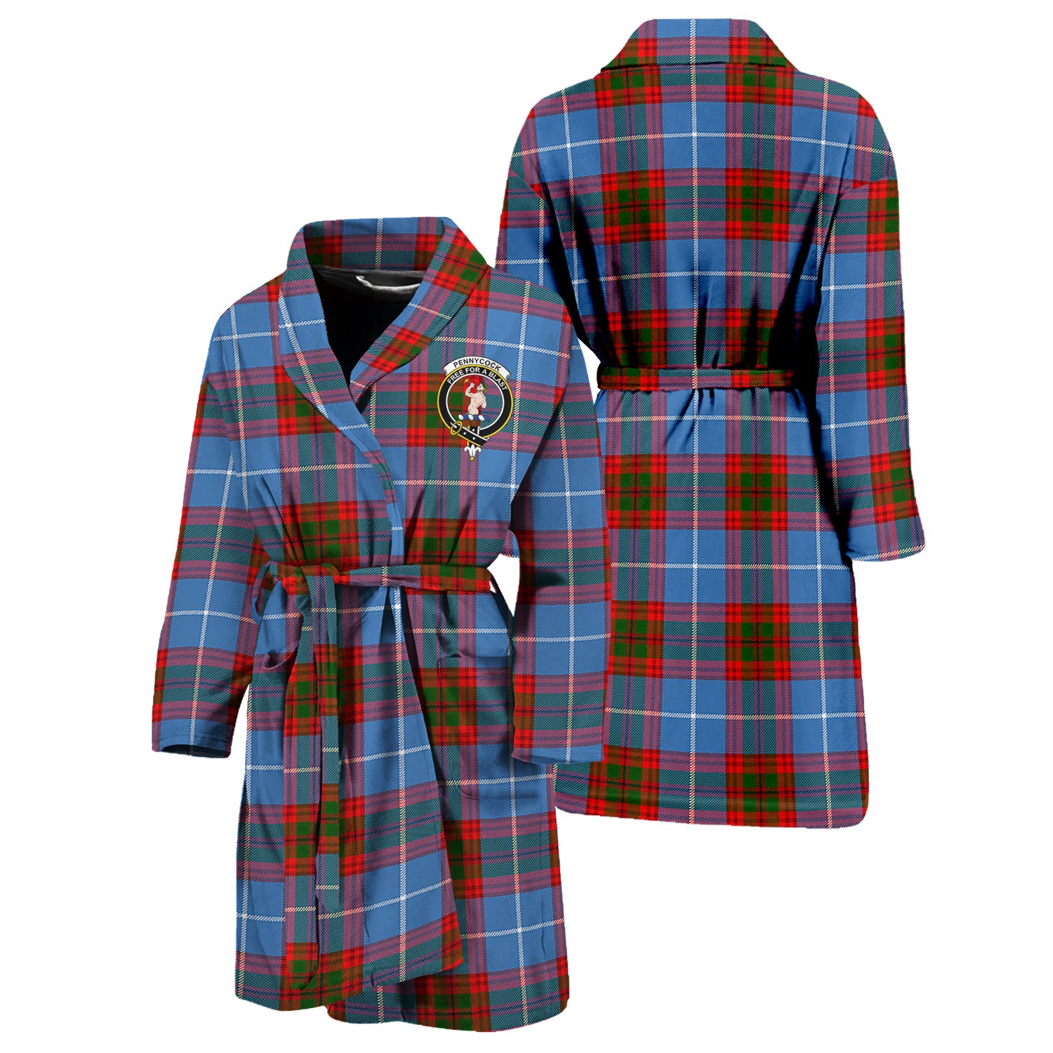 Pennycook Tartan Bathrobe with Family Crest Unisex S - Tartan Vibes Clothing