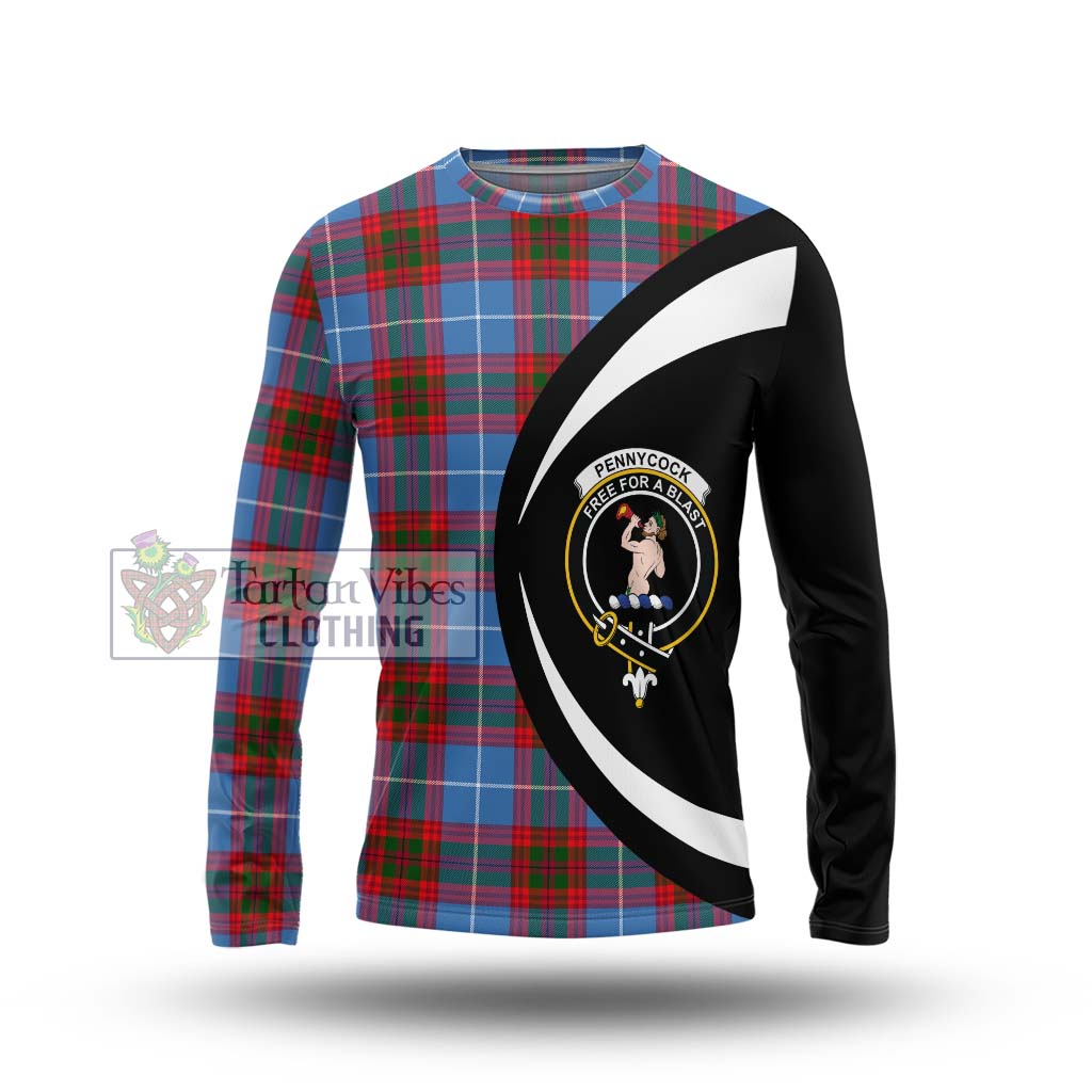 Pennycook Tartan Long Sleeve T-Shirt with Family Crest Circle Style Unisex - Tartan Vibes Clothing