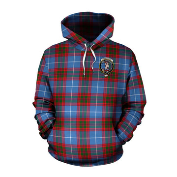 Pennycook Tartan Cotton Hoodie with Family Crest and Bearded Skull Holding Bottles of Whiskey Pullover Hoodie XS - Tartan Vibes Clothing