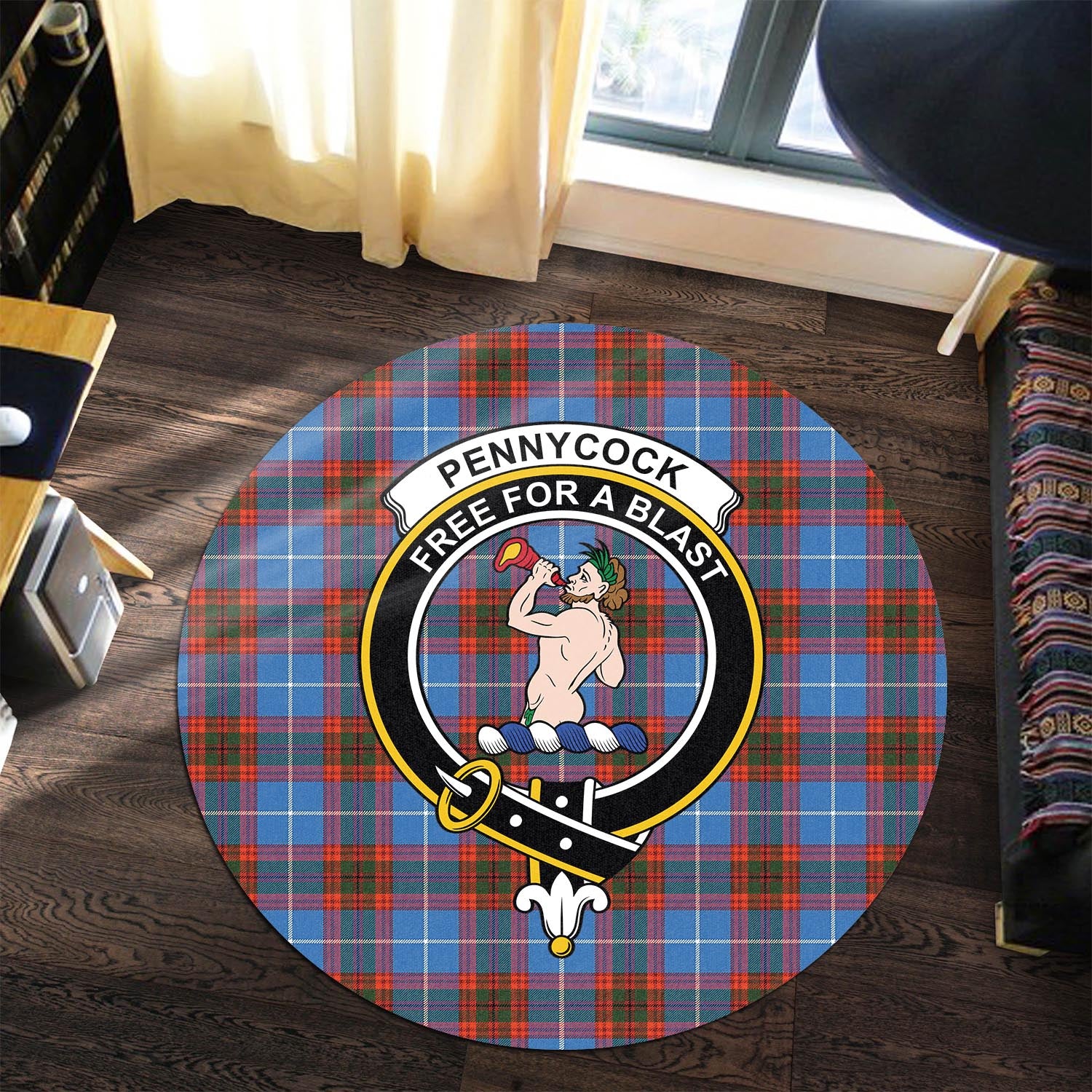 pennycook-tartan-round-rug-with-family-crest