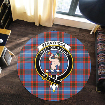 Pennycook Tartan Round Rug with Family Crest