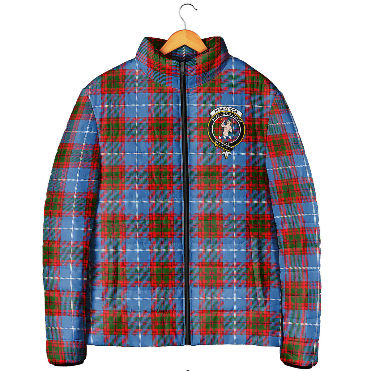 Pennycook Tartan Padded Jacket with Family Crest Men's Padded Jacket - Tartan Vibes Clothing