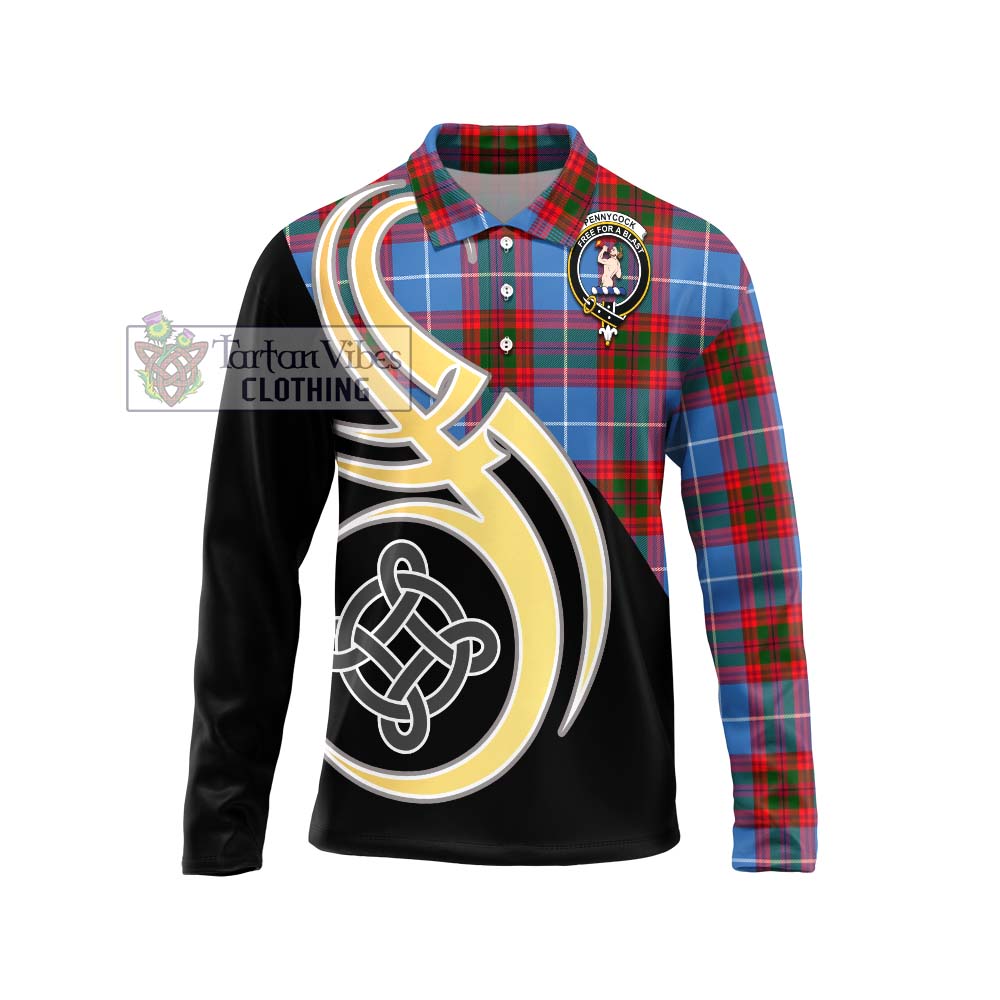 Pennycook Tartan Long Sleeve Polo Shirt with Family Crest and Celtic Symbol Style Unisex - Tartan Vibes Clothing