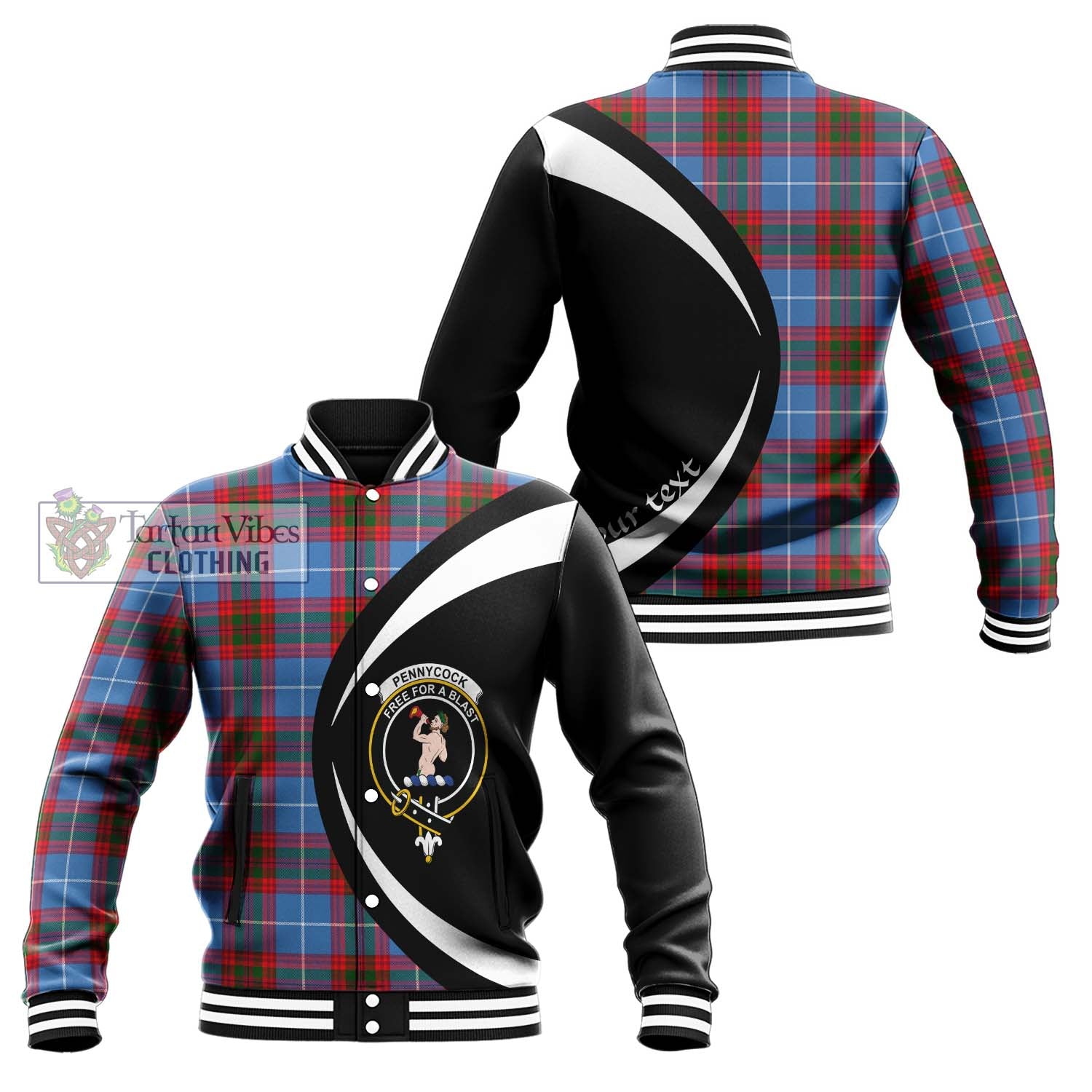 Pennycook Tartan Baseball Jacket with Family Crest Circle Style Unisex - Tartan Vibes Clothing