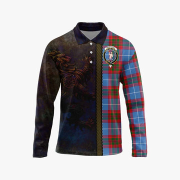 Pennycook Tartan Family Crest Long Sleeve Polo Shirt Alba Gu Brath Be Brave Lion Ancient Style Unisex - Tartan Vibes Clothing