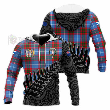 Pennycook Crest Tartan Knitted Hoodie with New Zealand Silver Fern Half Style