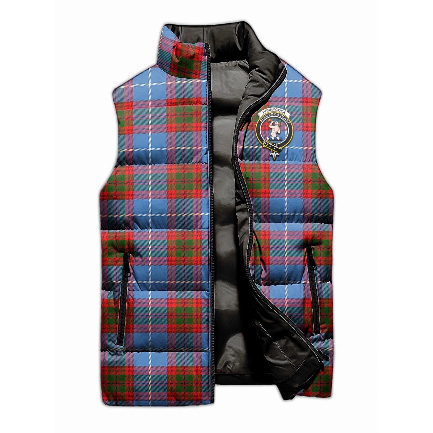 Pennycook Tartan Sleeveless Puffer Jacket with Family Crest - Tartanvibesclothing