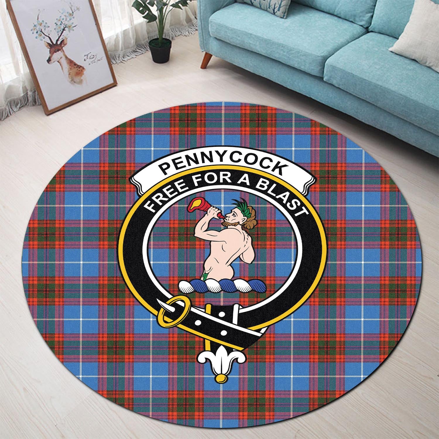 pennycook-tartan-round-rug-with-family-crest