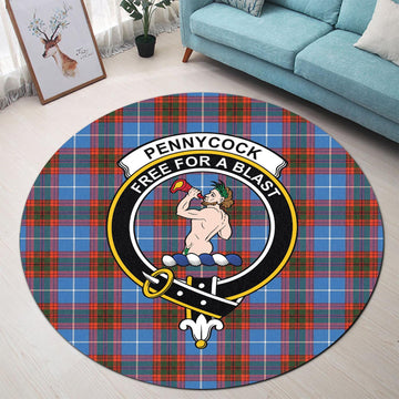 Pennycook Tartan Round Rug with Family Crest