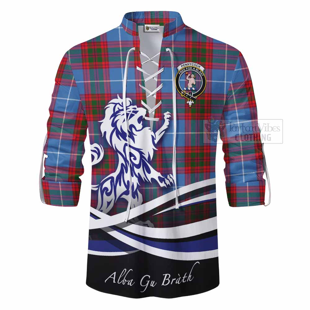 Tartan Vibes Clothing Pennycook Tartan Ghillie Kilt Shirt with Alba Gu Brath Regal Lion Emblem