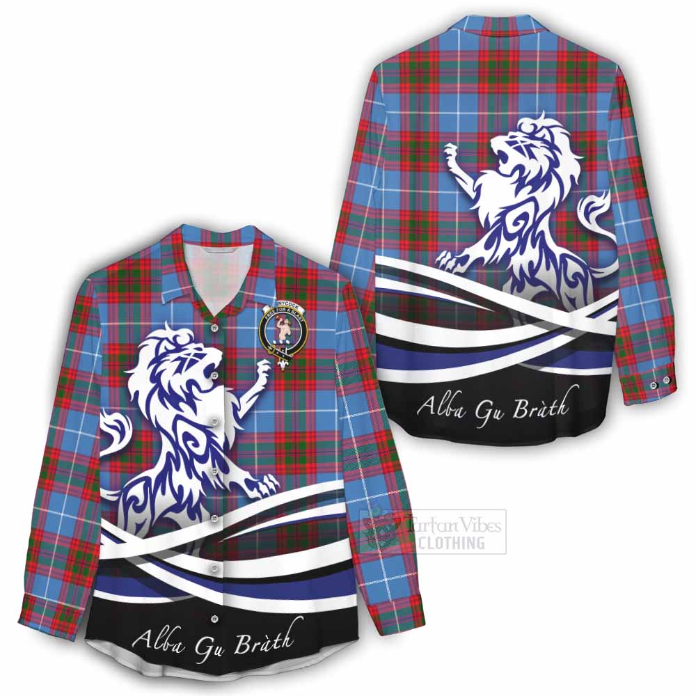 Tartan Vibes Clothing Pennycook Tartan Women's Casual Shirt with Alba Gu Brath Regal Lion Emblem