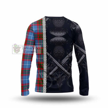 Pennycook Tartan Long Sleeve T-Shirt with Family Crest Cross Sword Thistle Celtic Vibes - Tartan Vibes Clothing