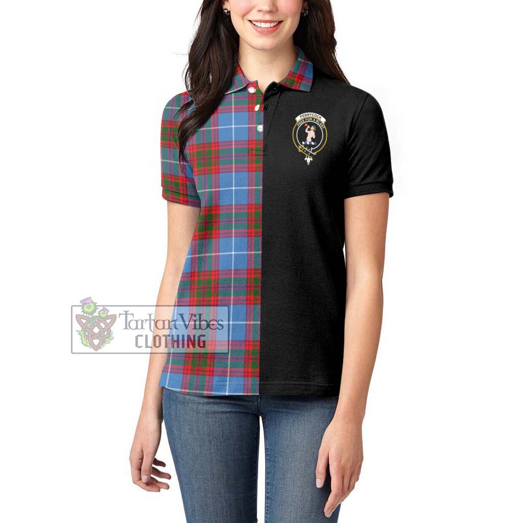 Pennycook Tartan Women's Polo Shirt with Family Crest and Half Of Me Style - Tartanvibesclothing Shop