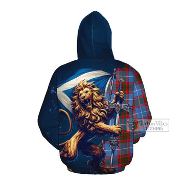 Pennycook Tartan Family Crest Cotton Hoodie with Scottish Majestic Lion Pullover Hoodie - Tartan Vibes Clothing