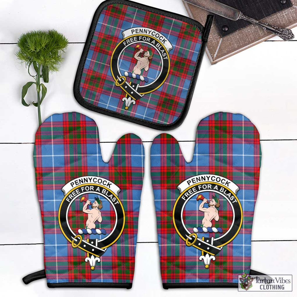 Pennycook Tartan Combo Oven Mitt & Pot-Holder with Family Crest Combo 1 Oven Mitt & 1 Pot-Holder Black - Tartan Vibes Clothing