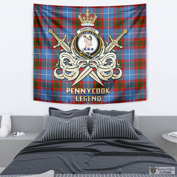 Pennycook Tartan Tapestry with Clan Crest and the Golden Sword of Courageous Legacy