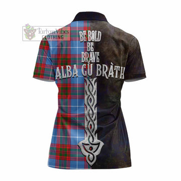 Pennycook Tartan Family Crest Women's Polo Shirt Alba Gu Brath Be Brave Lion Ancient Style - Tartan Vibes Clothing