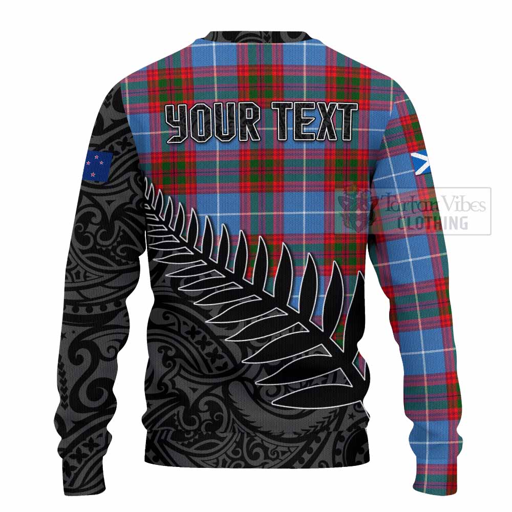 Tartan Vibes Clothing Pennycook Crest Tartan Knitted Sweater with New Zealand Silver Fern Half Style