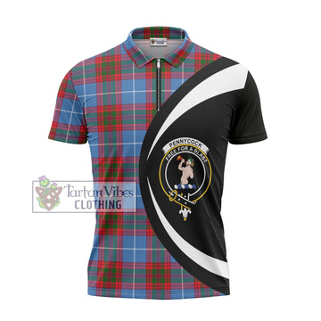 Pennycook Tartan Zipper Polo Shirt with Family Crest Circle Style