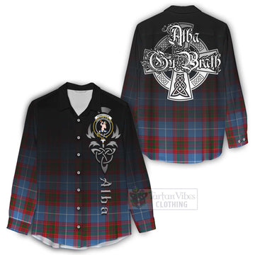 Pennycook Tartan Women's Casual Shirt Featuring Alba Gu Brath Family Crest Celtic Inspired