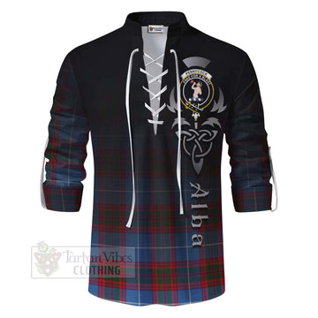 Pennycook Tartan Ghillie Kilt Shirt Featuring Alba Gu Brath Family Crest Celtic Inspired