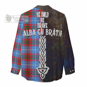 Pennycook Tartan Family Crest Women's Casual Shirt Alba Gu Brath Be Brave Lion Ancient Style - Tartan Vibes Clothing