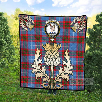 Pennycook Tartan Quilt with Family Crest and Golden Thistle Style