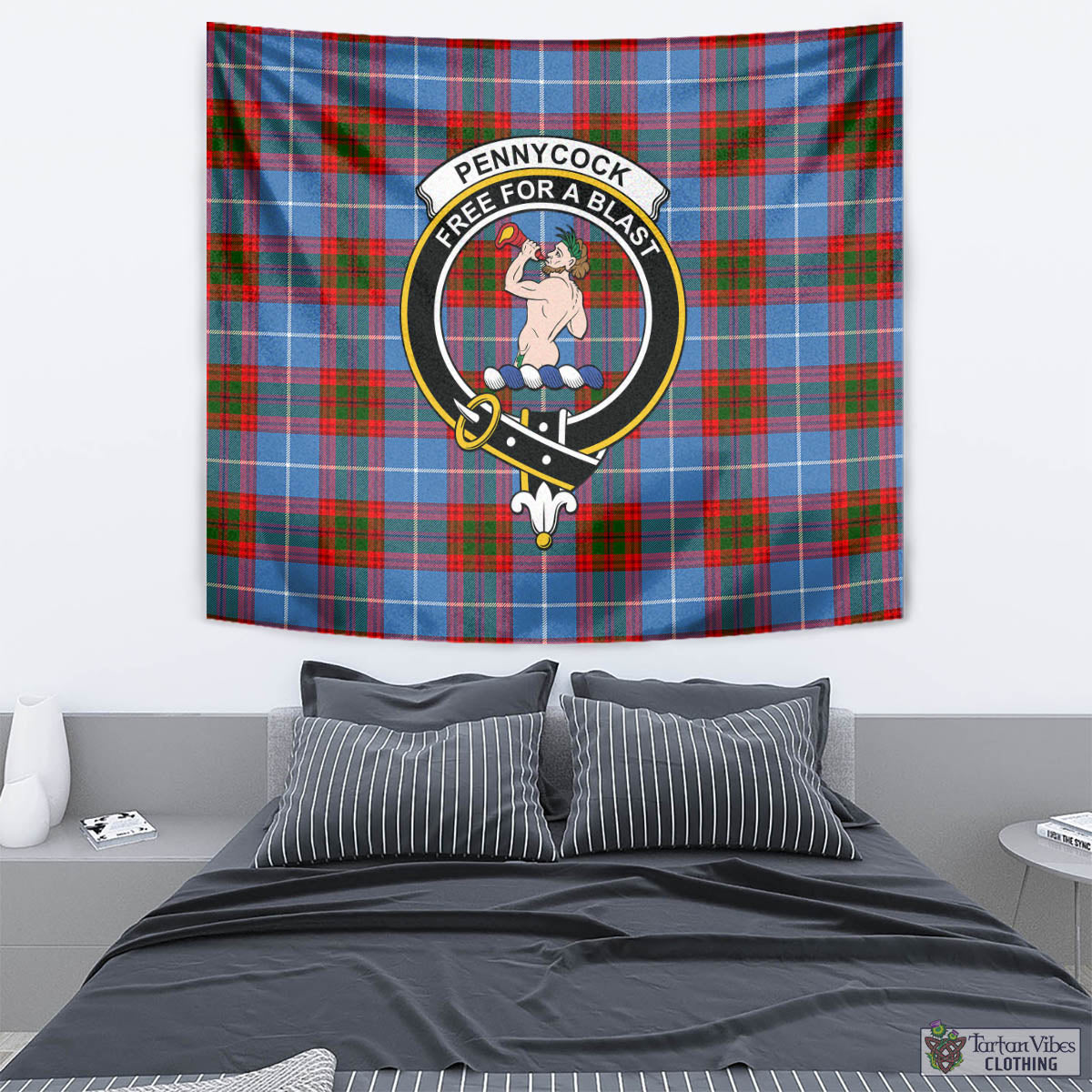 Tartan Vibes Clothing Pennycook Tartan Tapestry Wall Hanging and Home Decor for Room with Family Crest