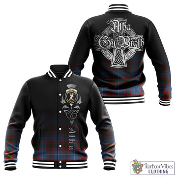 Pennycook Tartan Baseball Jacket Featuring Alba Gu Brath Family Crest Celtic Inspired