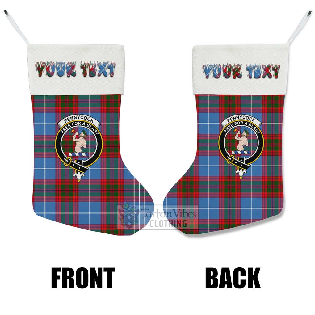 Tartan Vibes Clothing Pennycook Tartan Family Crest Christmas Stocking with Personalized Text