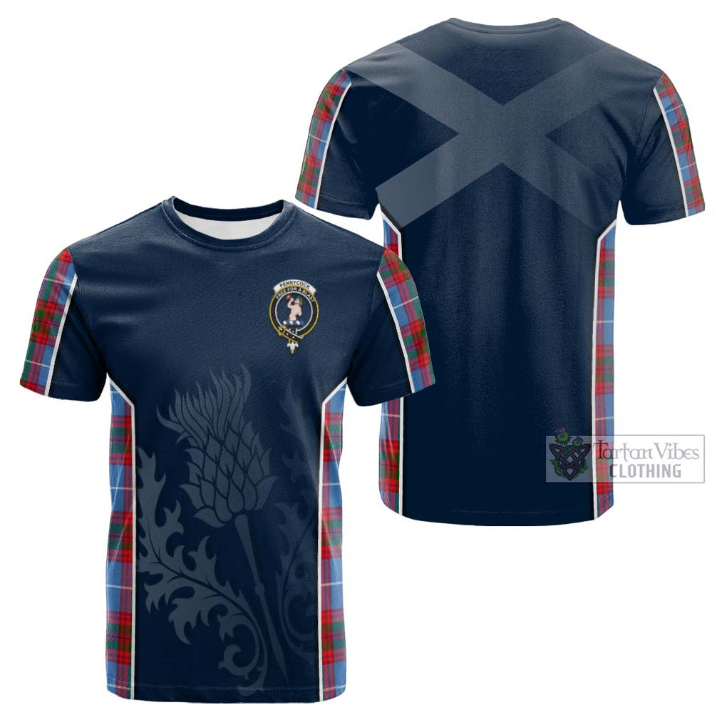 Tartan Vibes Clothing Pennycook Tartan Cotton T-shirt with Family Crest and Scottish Thistle Vibes Sport Style