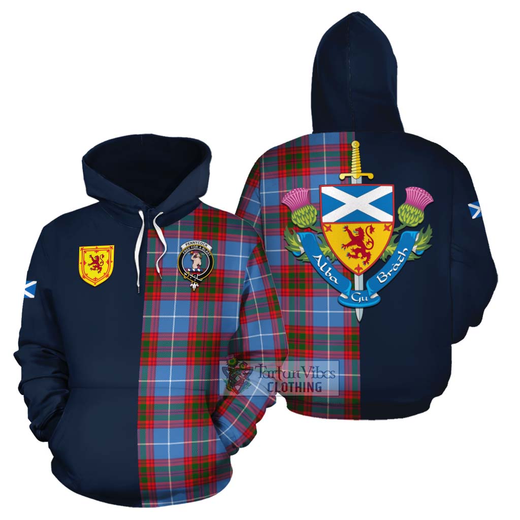 Pennycook Tartan Cotton Hoodie Alba with Scottish Lion Royal Arm Half Style Zip Hoodie - Tartan Vibes Clothing