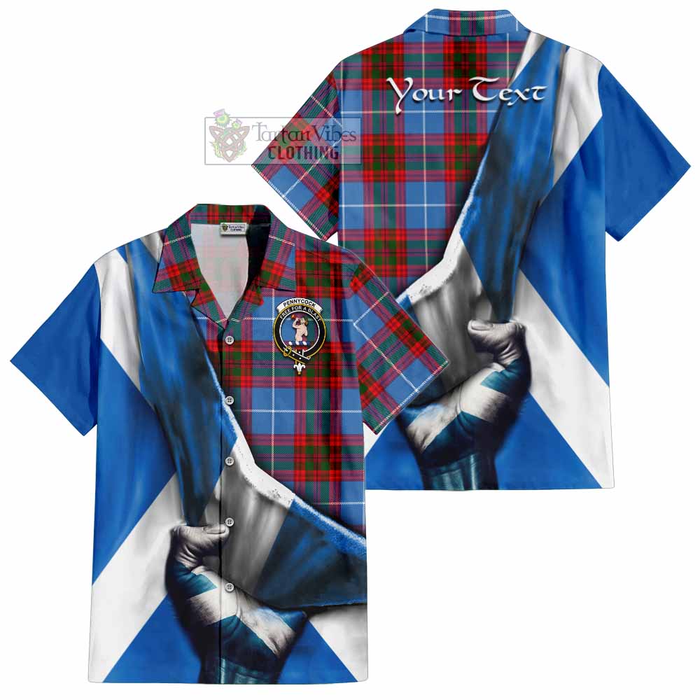 Tartan Vibes Clothing Pennycook Tartan Short Sleeve Button Shirt with Family Crest Scotland Patriotic Style