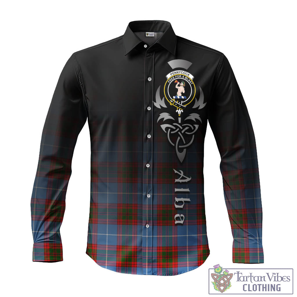 Tartan Vibes Clothing Pennycook Tartan Long Sleeve Button Up Featuring Alba Gu Brath Family Crest Celtic Inspired