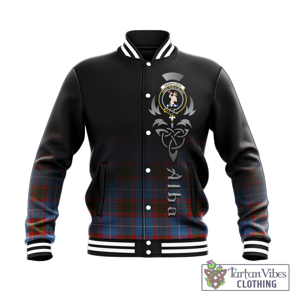 Tartan Vibes Clothing Pennycook Tartan Baseball Jacket Featuring Alba Gu Brath Family Crest Celtic Inspired