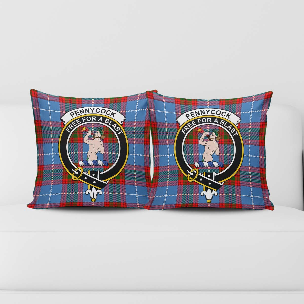 Pennycook Tartan Pillow Cover with Family Crest - Tartanvibesclothing