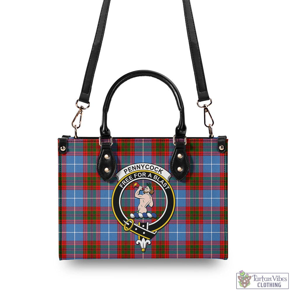 Tartan Vibes Clothing Pennycook Tartan Luxury Leather Handbags with Family Crest