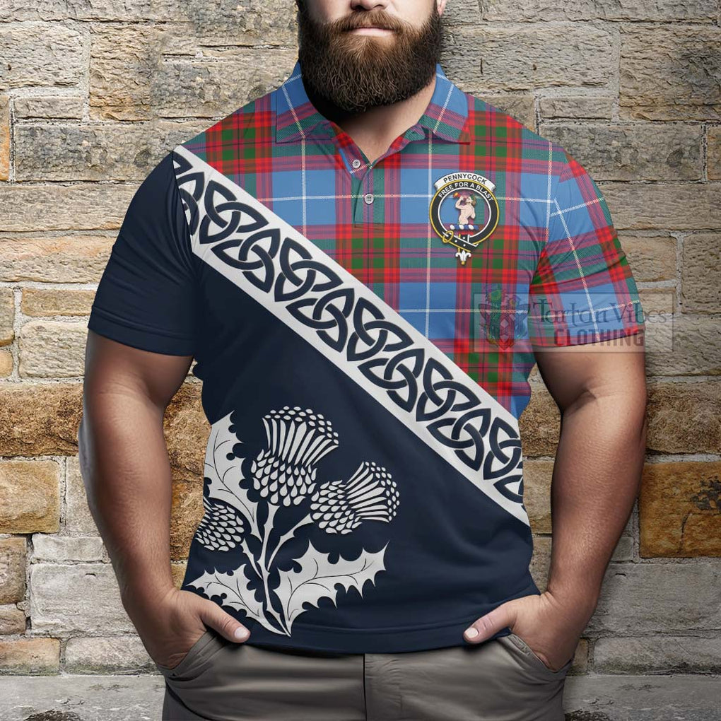 Pennycook Tartan Polo Shirt Featuring Thistle and Scotland Map