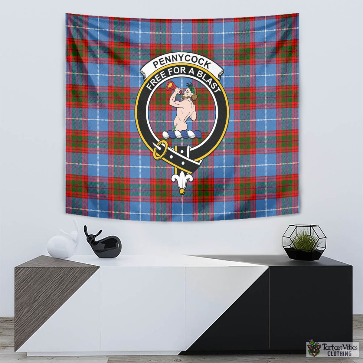 Tartan Vibes Clothing Pennycook Tartan Tapestry Wall Hanging and Home Decor for Room with Family Crest