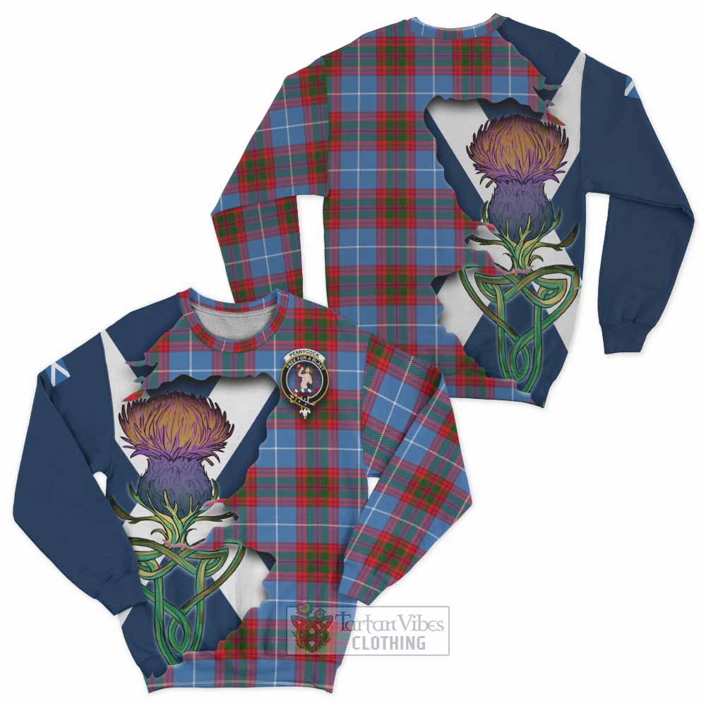 Pennycook Tartan Family Crest Sweatshirt Scottish Thistle Celtic Inspired - Tartan Vibes Clothing