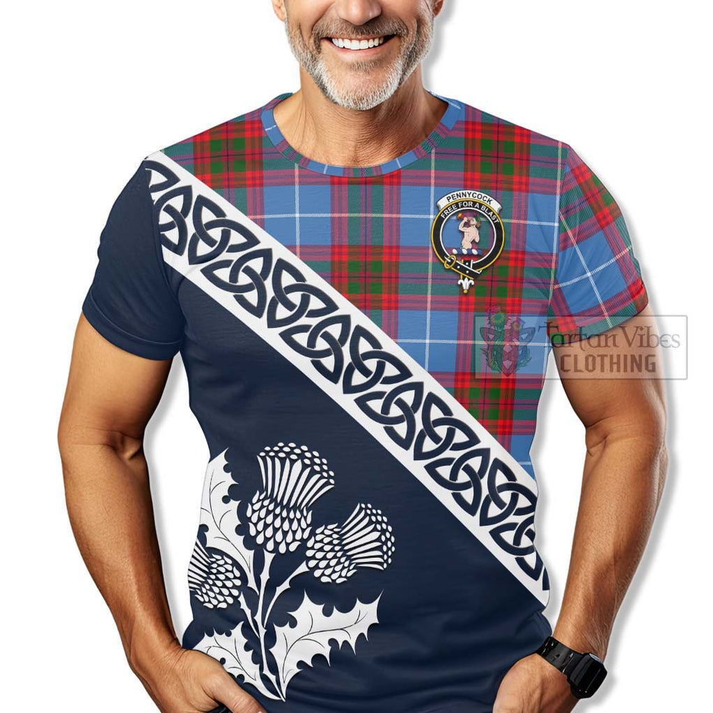 Pennycook Tartan T-Shirt Featuring Thistle and Scotland Map