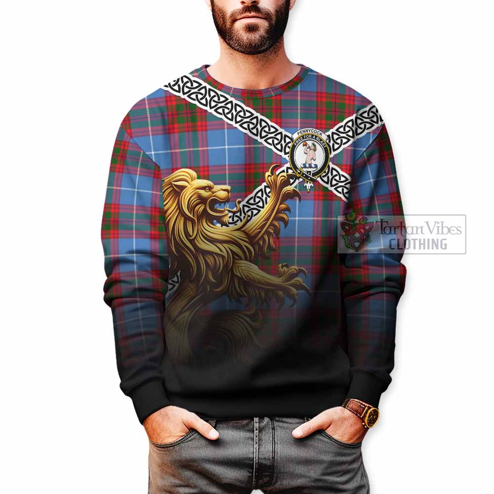 Pennycook Crest Tartan Sweatshirt with Golden Lion Emblem Celtic Style - Tartan Vibes Clothing