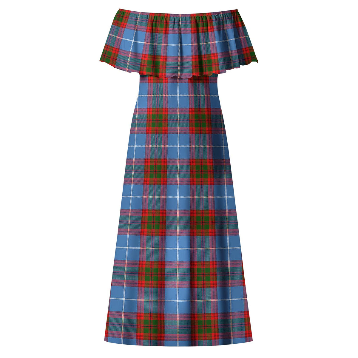 Pennycook Tartan Off Shoulder Long Dress - Tartan Vibes Clothing
