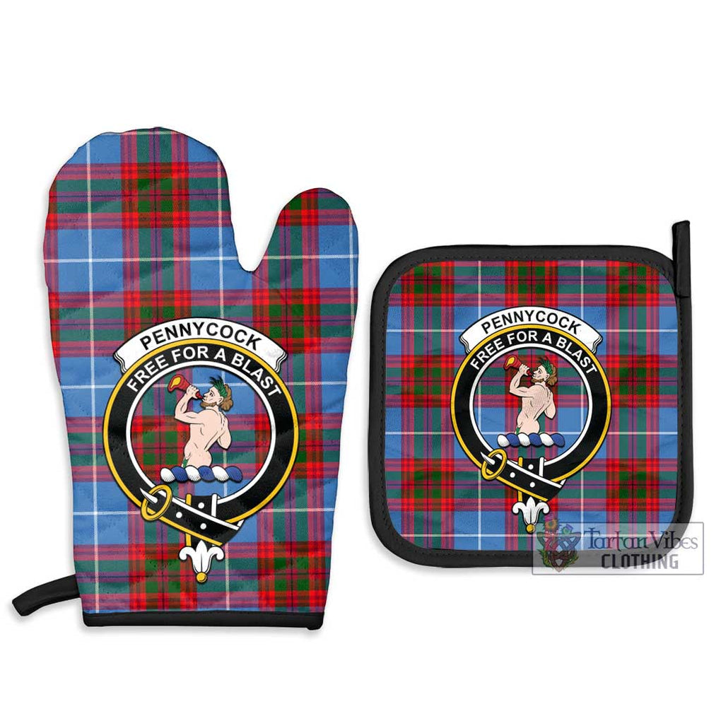 Pennycook Tartan Combo Oven Mitt & Pot-Holder with Family Crest Combo 1 Oven Mitt & 2 Pot-Holder Black - Tartan Vibes Clothing