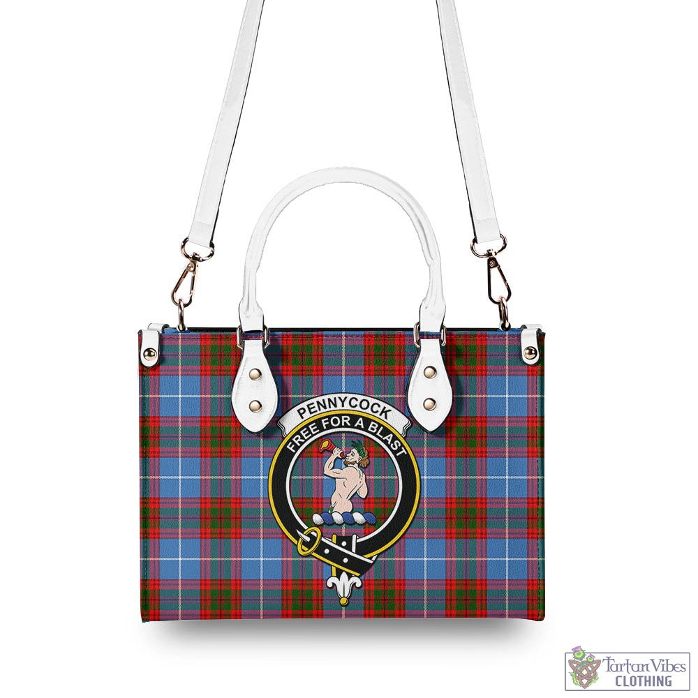 Tartan Vibes Clothing Pennycook Tartan Luxury Leather Handbags with Family Crest