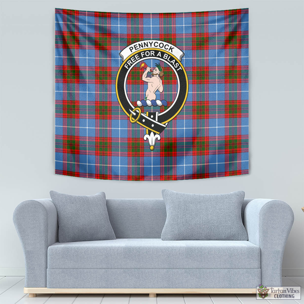 Tartan Vibes Clothing Pennycook Tartan Tapestry Wall Hanging and Home Decor for Room with Family Crest