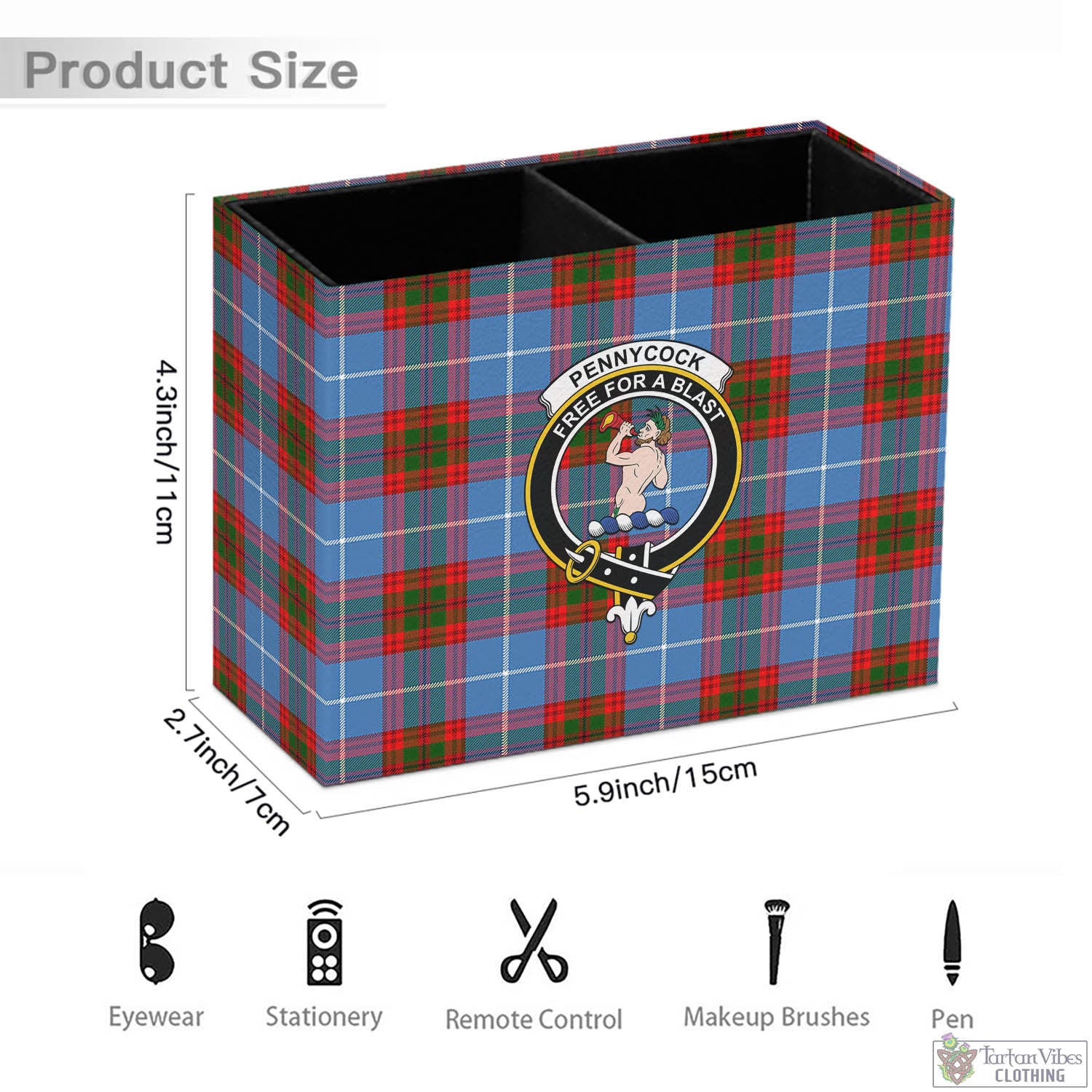 Tartan Vibes Clothing Pennycook Tartan Pen Holder with Family Crest