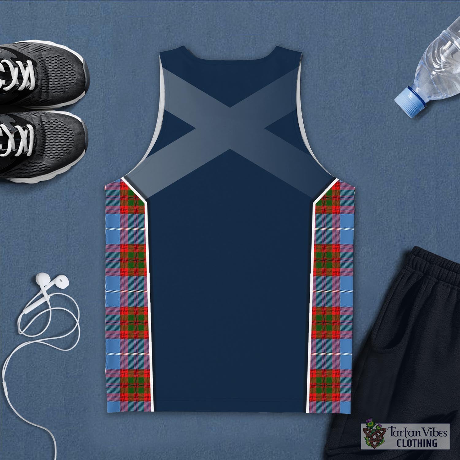 Tartan Vibes Clothing Pennycook Tartan Men's Tanks Top with Family Crest and Scottish Thistle Vibes Sport Style