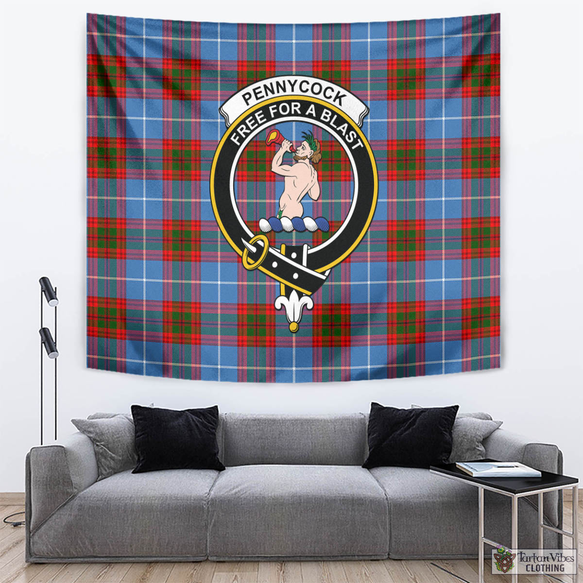 Tartan Vibes Clothing Pennycook Tartan Tapestry Wall Hanging and Home Decor for Room with Family Crest