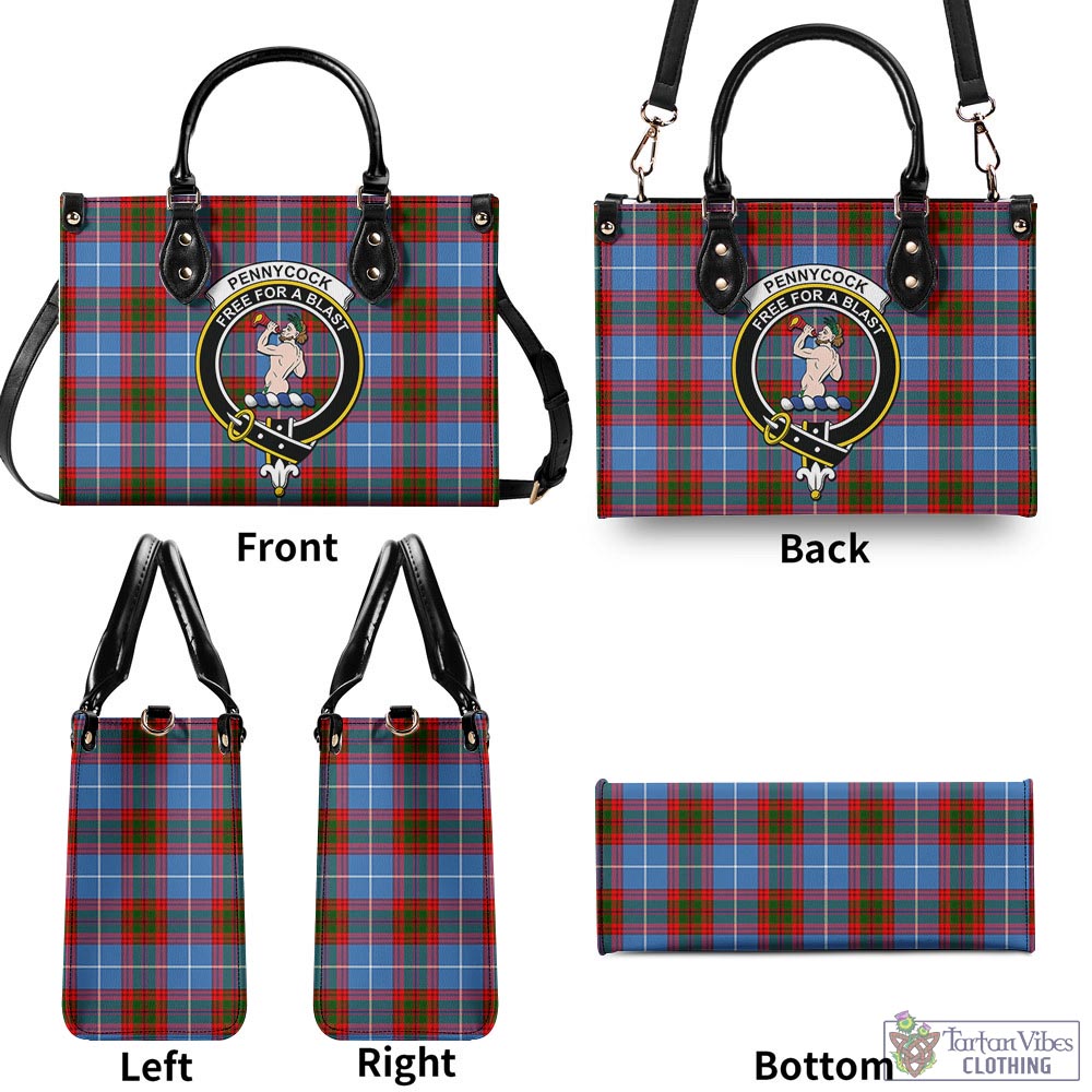 Tartan Vibes Clothing Pennycook Tartan Luxury Leather Handbags with Family Crest